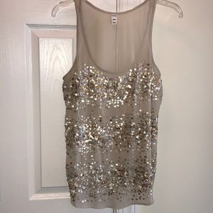 Old navy gold and tan sheer sequin tank
